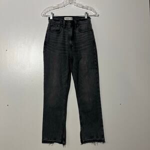 Abercrombie & Fitch Ankle Straight Ultra‎ High Rise Gray Pants Raw Hem Size 24